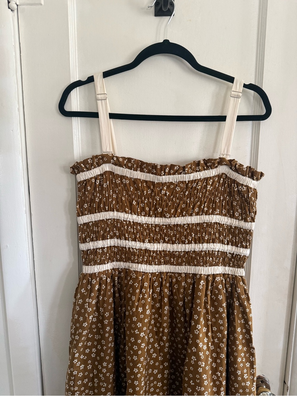 Neuflora Windham Smocked Brown Midi Dress in Fall Floral Medium Boho Prairie - Picture 7 of 9